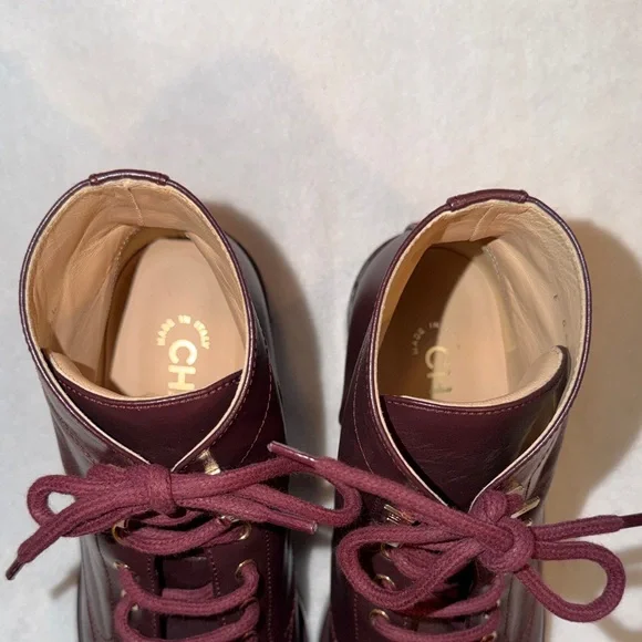 Chanel Burgundy Leather Women's Ankle Boots - Picture 9 of 16